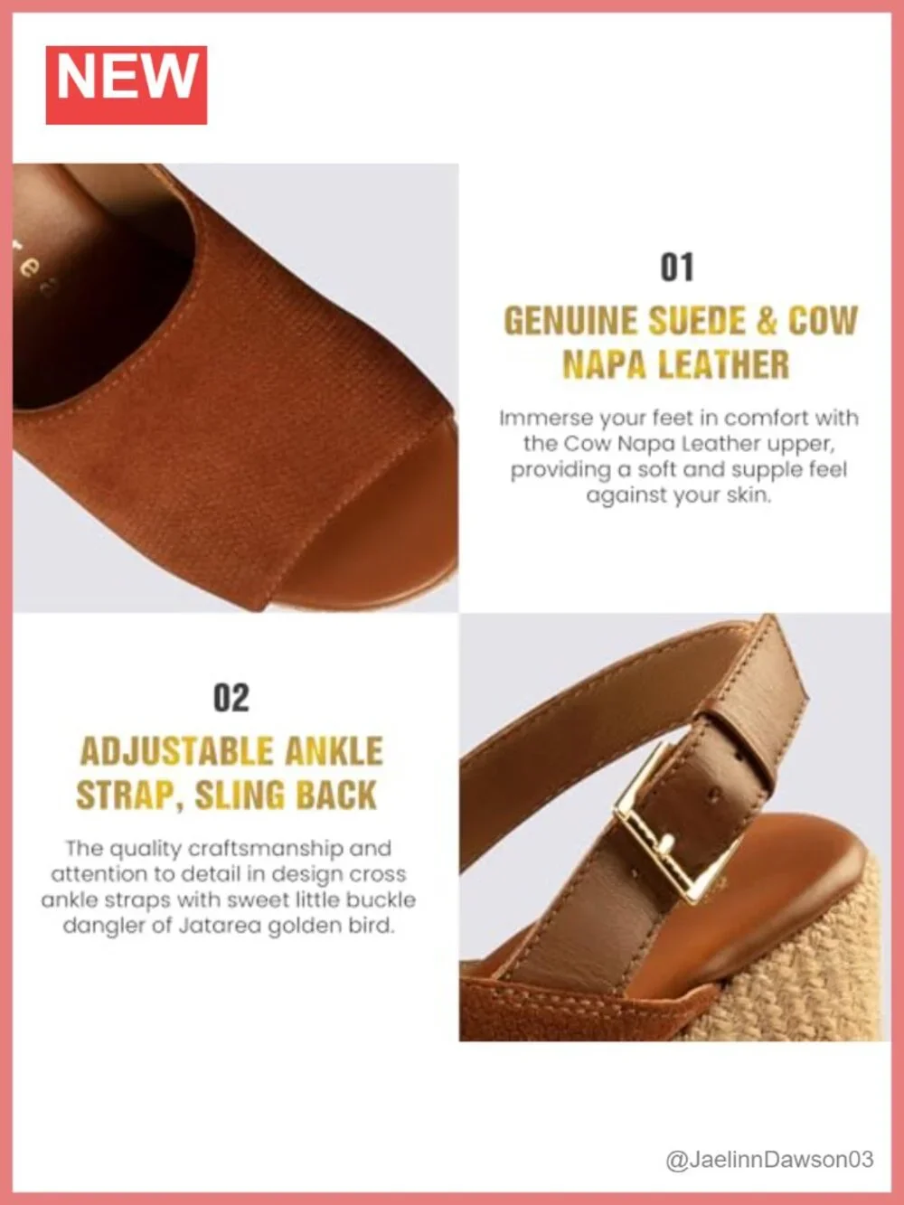 Leather Wedge Sandals Women Espadrilles Slingback Buckle Summer Platform Slip-on